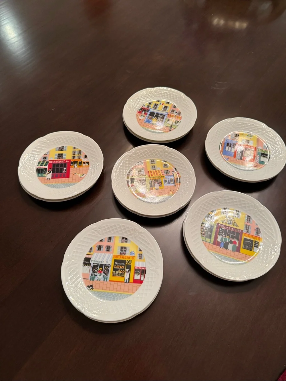 Philippe Deshoulieres Limoges Merchants Row Set of 10 Canape Plate